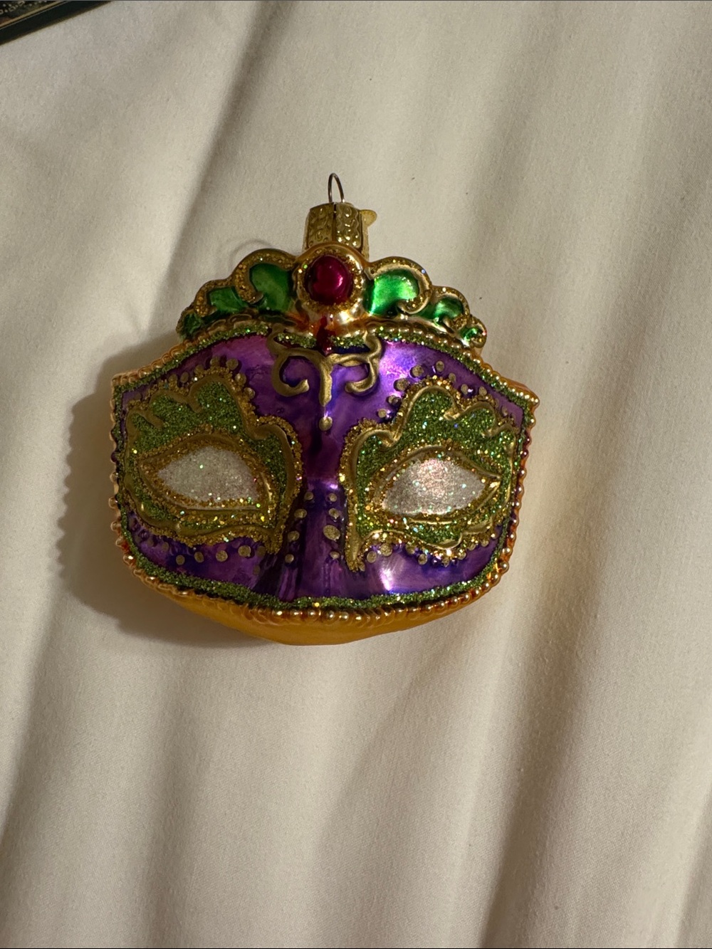 Purple & Green Mardi Gras Mask Ornament - Decorative Holiday Ornament